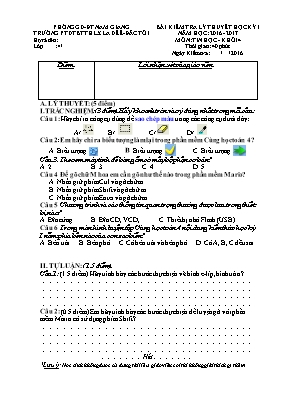 Đề và đáp án kiểm tra học kì I Tin học lớp 4 - Năm học 2015-2016 - Trường Tiểu học số 2 Hoài Tân